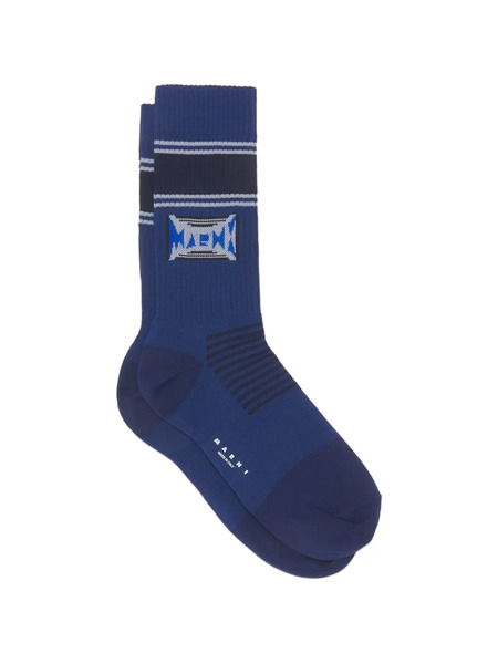  Marni Calcetines De Algodón De Rayas - Azul 