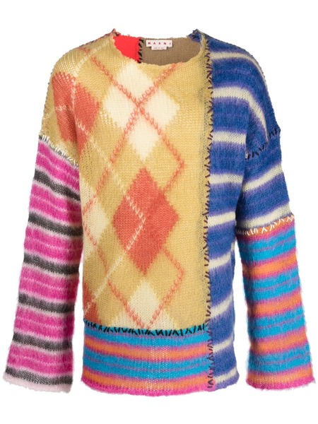  Marni Jersey Oversize Con Diseño Patchwork - Azul 