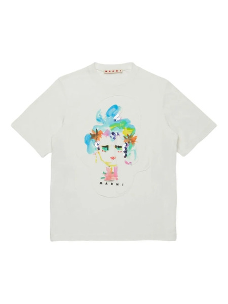  Marni Kids Camiseta Con Cuello Redondo - Blanco 