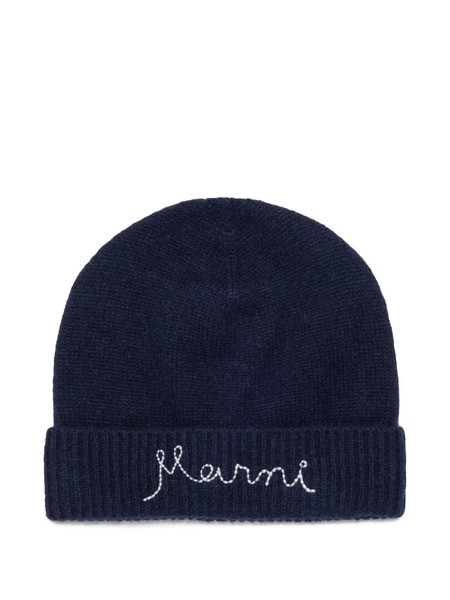  Marni Kids Gorro Con Logo Bordado - Azul 