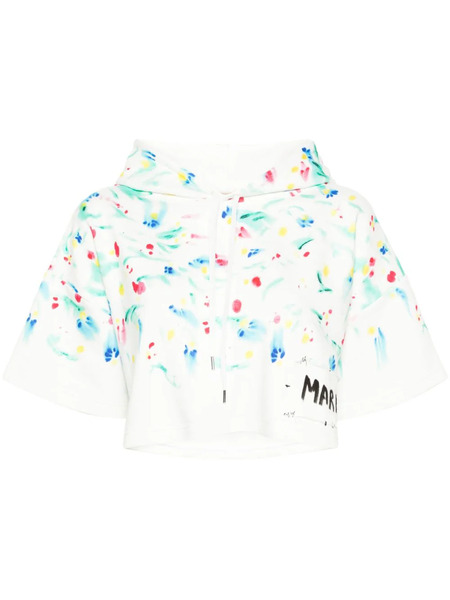  Marni Sudadera Con Capucha Y Estampado Floral - Blanco 