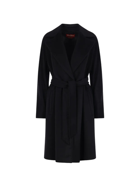  Max Mara Belted Notch-lapel Coat - Negro 
