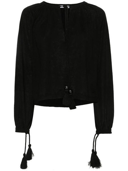  Max Mara Blusa Quirite Con Borla - Negro 