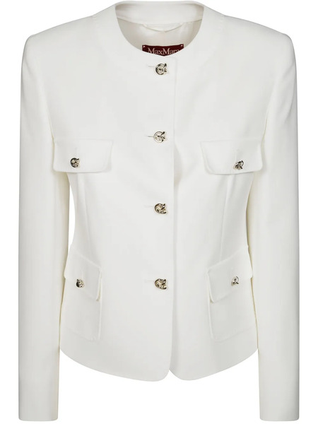  Max Mara Chaqueta Sin Cuello - Blanco 