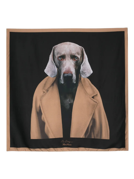  Max Mara Fular Con Estampado De Perro - Negro 