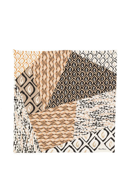  Max Mara Fular De Seda Con Motivo Patchwork - Neutro 