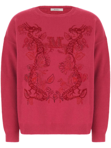  Max Mara Jersey Con Apliques De Strass - Rosa 