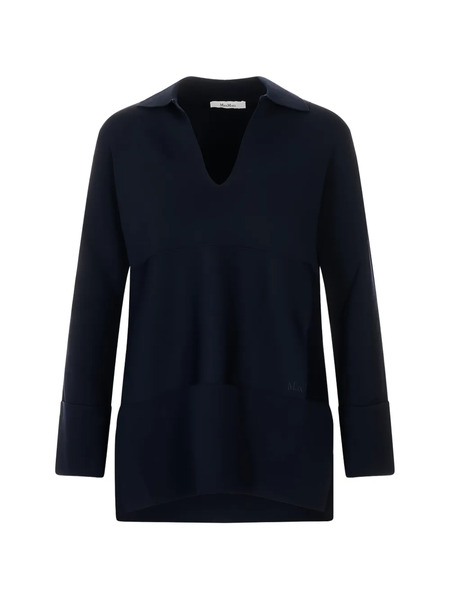  Max Mara Jersey Con Logo Bordado - Azul 