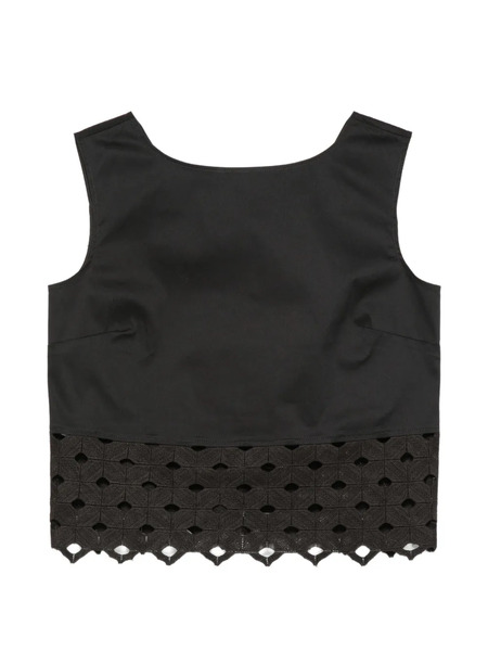  Max Mara Top Con Bordado Inglés - Negro 