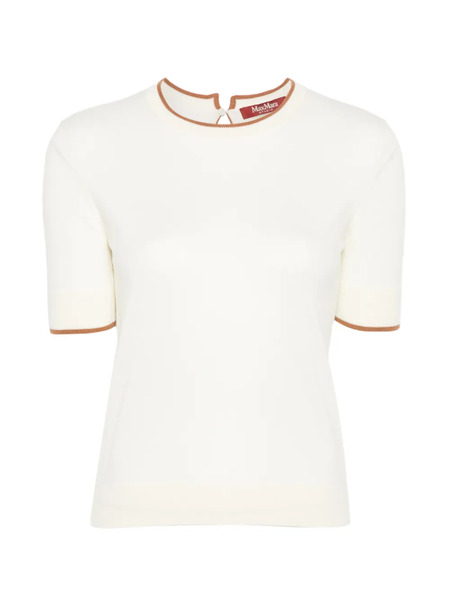 Max Mara Top Con Ribete En Contraste - Blanco 