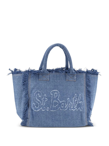  Mc2 Saint Barth Bolso Shopper Vanity Vaquero Con Flecos - Azul 