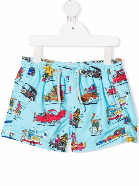  Mc2 Saint Barth Kids Bañador Con Estampado Wacky Races - Azul 