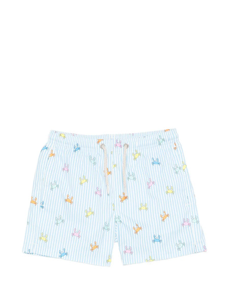  Mc2 Saint Barth Kids Bañador Jean A Rayas Con Motivo De Cangrejos - Azul 