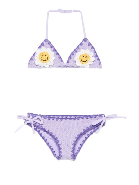  Mc2 Saint Barth Kids Bikini Con Parche Floral - Morado 