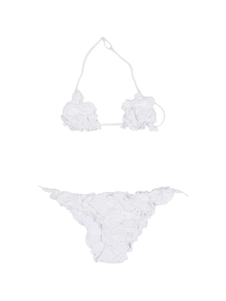  Mc2 Saint Barth Kids Bikini Sangallo Con Bordado Inglés - Blanco 