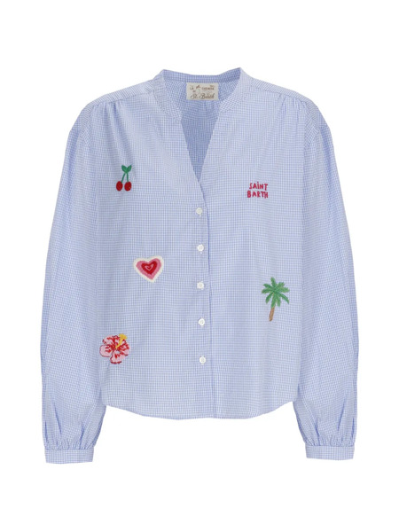  Mc2 Saint Barth Liona Gingham Embroidered Shirt - Azul 