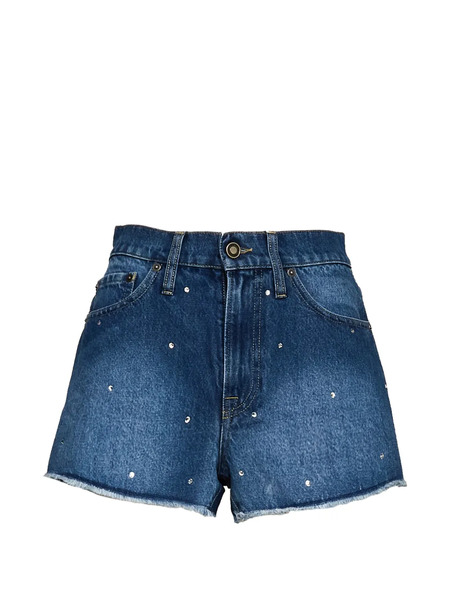  Mc2 Saint Barth Pantalones Vaqueros Cortos Musa Con Apliques De Strass - Azul 