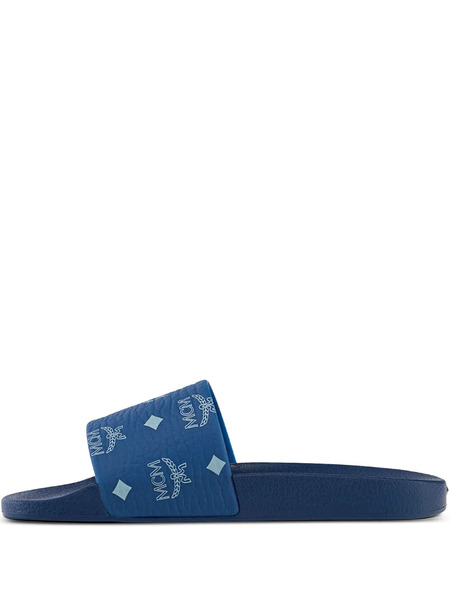  Mcm Chanclas Con Monograma Estampado - Azul 