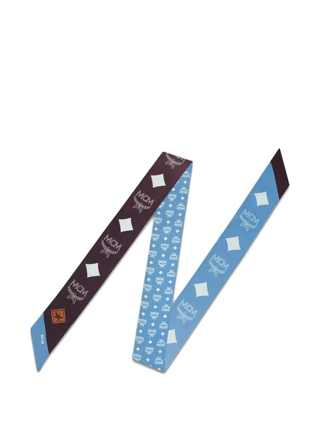  Mcm Fular Reversible Con Monograma - Azul 