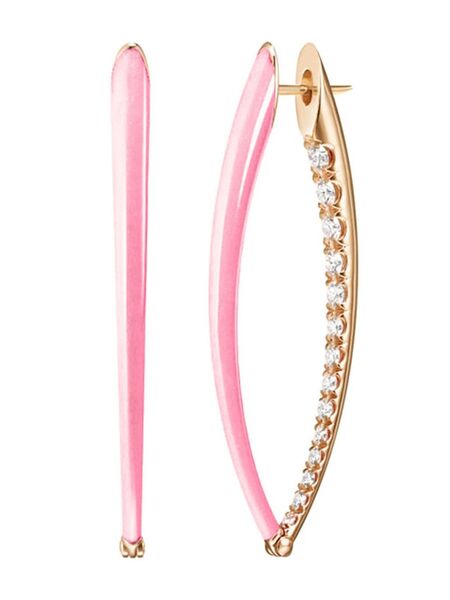  Melissa Kaye Pendientes Marissa Pink Cristina Grandes En Oro Amarillo De 18 Kt Con Diamantes - Dorado 