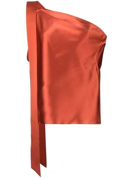  Michelle Mason Top De Seda Con Hombros Descubiertos - Naranja 