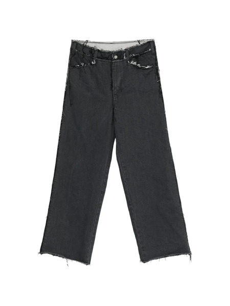  Midorikawa Vaqueros Con Bordes Deshilachados - Gris 