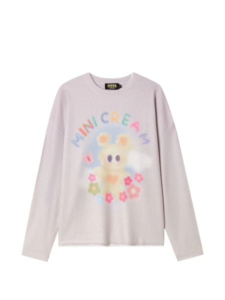 Mini Cream Jersey Con Estampado Gráfico - Morado 