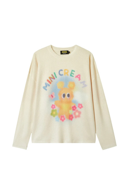  Mini Cream Jersey Con Estampado Gráfico - Neutro 
