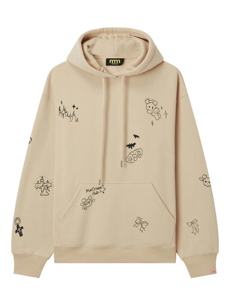  Mini Cream Sudadera Con Capucha Y Estampado Gráfico - Neutro 
