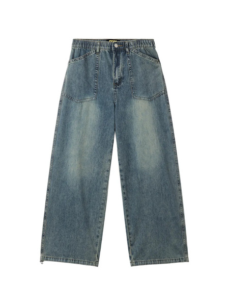  Mini Cream Vaqueros Anchos Con Bolsillo De Parche - Azul 