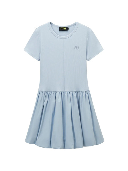  Mini Cream Vestido Corto A Paneles - Azul 