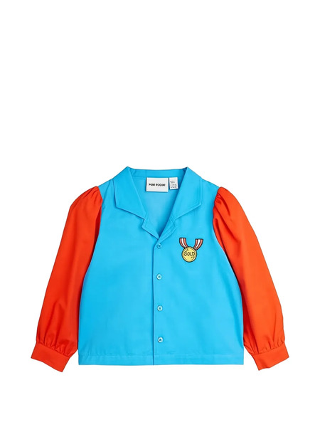  Mini Rodini Camisa Con Logo Bordado - Azul 