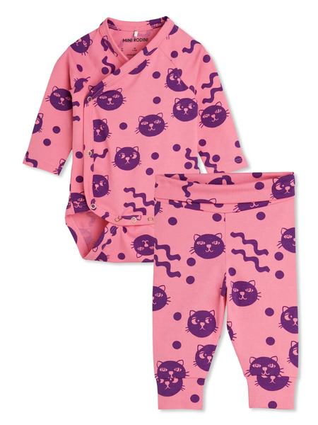  Mini Rodini Conjunto Squiggly Cats - Rosa 