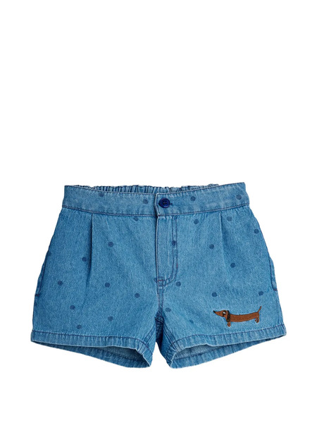  Mini Rodini Pantalones Cortos Con Perro Bordado - Azul 
