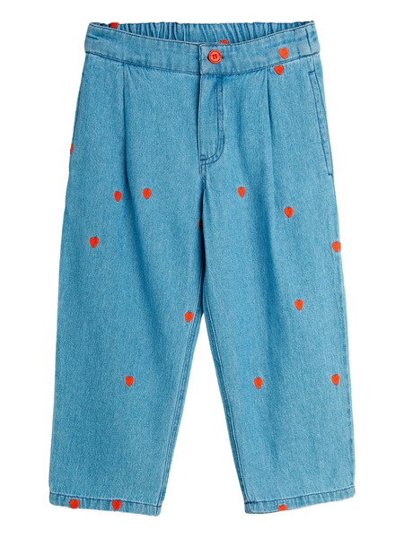  Mini Rodini Pantalones Vaqueros Con Corazón Estampado - Azul 