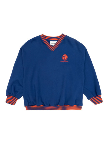  Mini Rodini Sudadera Con Ribete De Rayas - Azul 