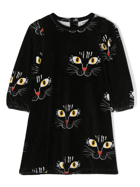  Mini Rodini Vestido Angry Cat - Negro 