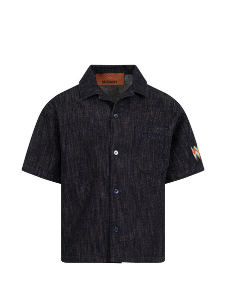  Missoni Kids Camisa Vaquera Bordada - Azul 