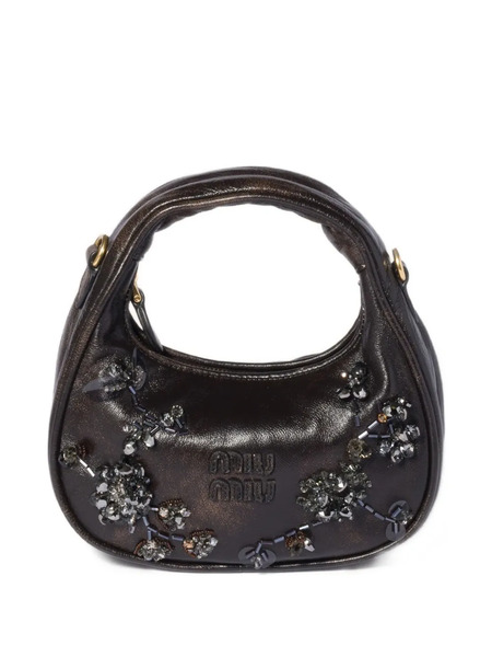  Miu Miu Bolso Wander Mini Bordado - Marrón 