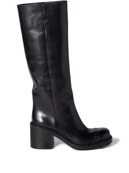  Miu Miu Botas De Cuero - Negro 
