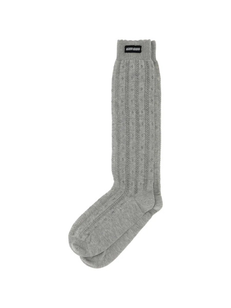  Miu Miu Calcetines De Algodón - Gris 