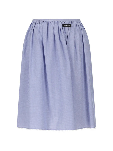  Miu Miu Falda Midi De Algodón - Azul 