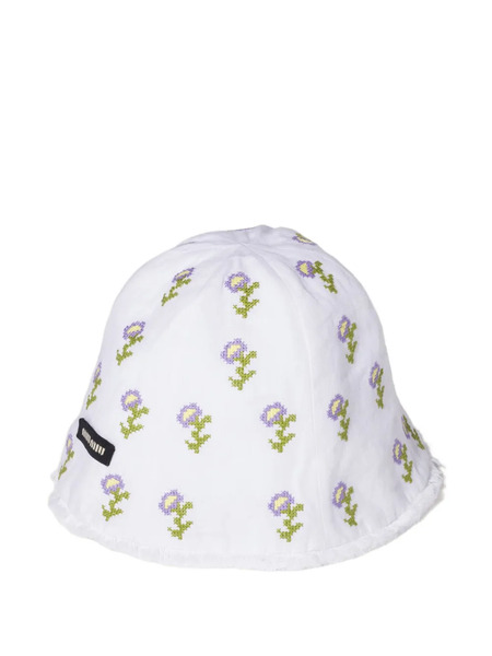  Miu Miu Gorro Bordado - Blanco 