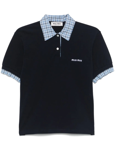  Miu Miu Polo Con Efecto A Capas - Azul 