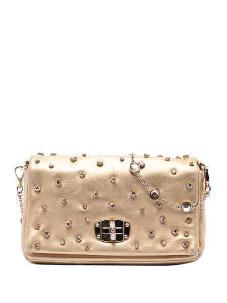  Miu Miu Pre-owned Bandolera Metalizada De Piel De Napa Con Solapa Y Apliques De Strass 2010-2026 - Dorado 