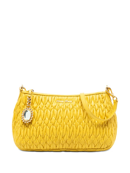  Miu Miu Pre-owned Bolso De Hombro De Piel De Napa Y Matelassé Con Charm De Cristales 2010-2026 - Amarillo 