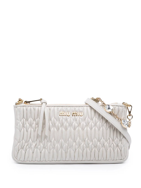  Miu Miu Pre-owned Bolso Satchel De Piel De Napa Y Matelassé Con Cristales Y Cadena 2010-2026 - Blanco 