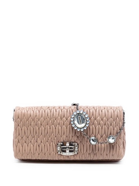  Miu Miu Pre-owned Bolso Satchel De Piel De Napa Y Matelassé Con Cristales Y Cadena 2010-2026 - Marrón 