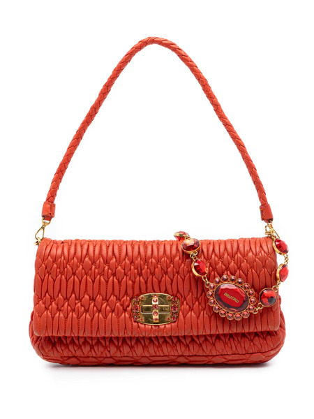  Miu Miu Pre-owned Bolso Satchel De Piel De Napa Y Matelassé Con Cristales Y Cadena 2010-2026 - Naranja 