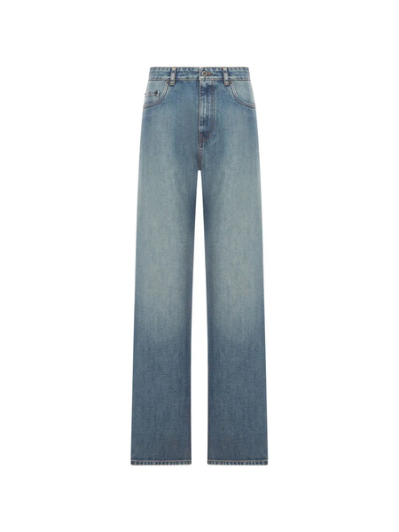  Miu Miu Vaqueros De Corte Regular Con Logo Bordado - Azul 